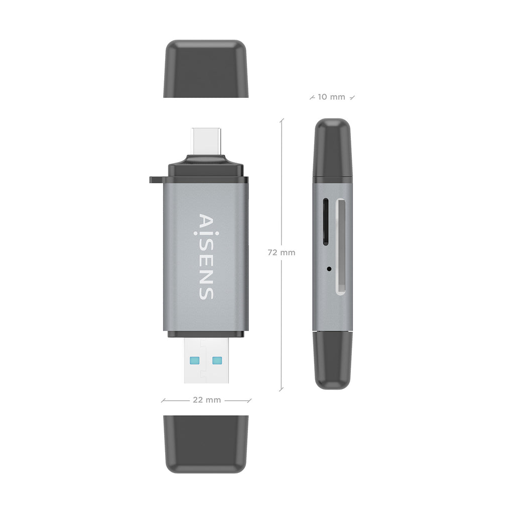 AISENS ASCR-2AC11-GR lector de tarjeta USB 3.2 Gen 1 (3.1 Gen 1) Type-A/Type-C (5)