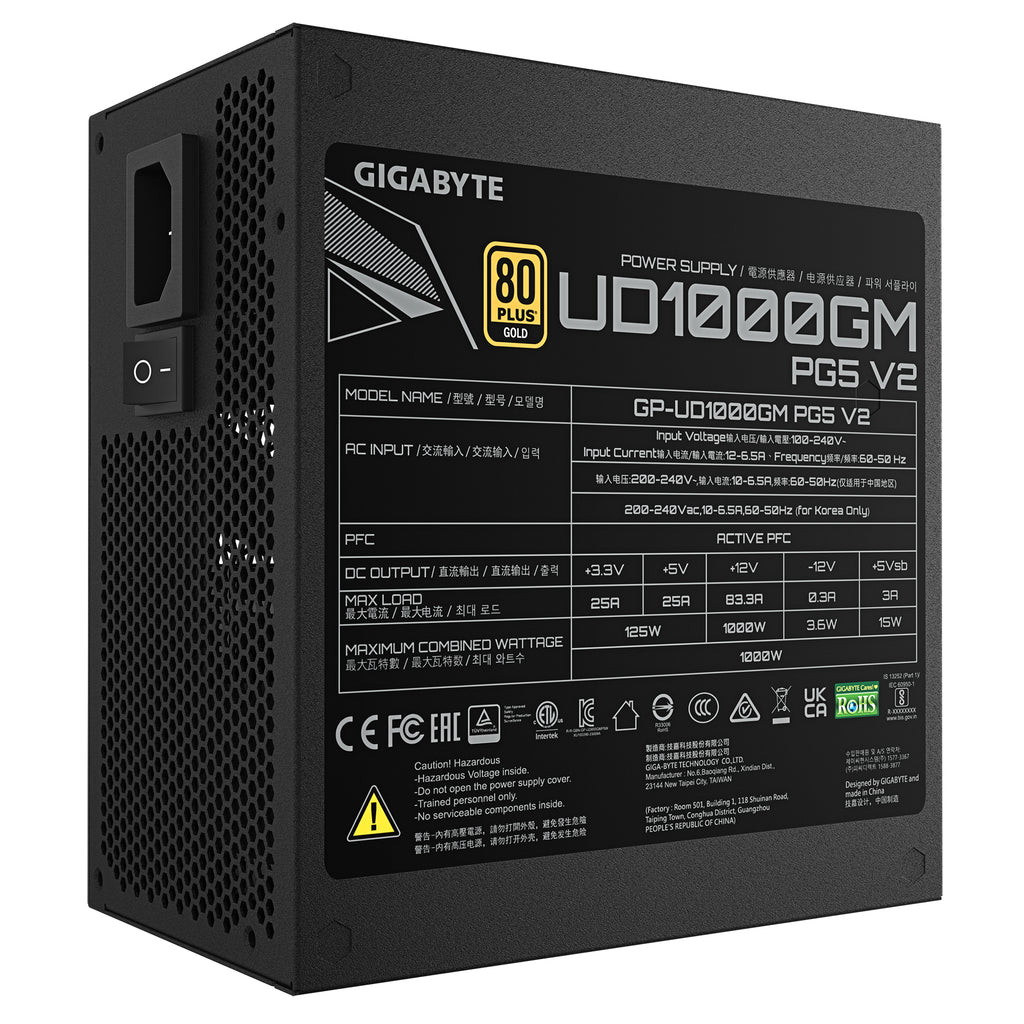 GIGABYTE UD1000GM PG5 V2 unidad de fuente de alimentación 1000 W 20+4 pin ATX ATX Negro (7)