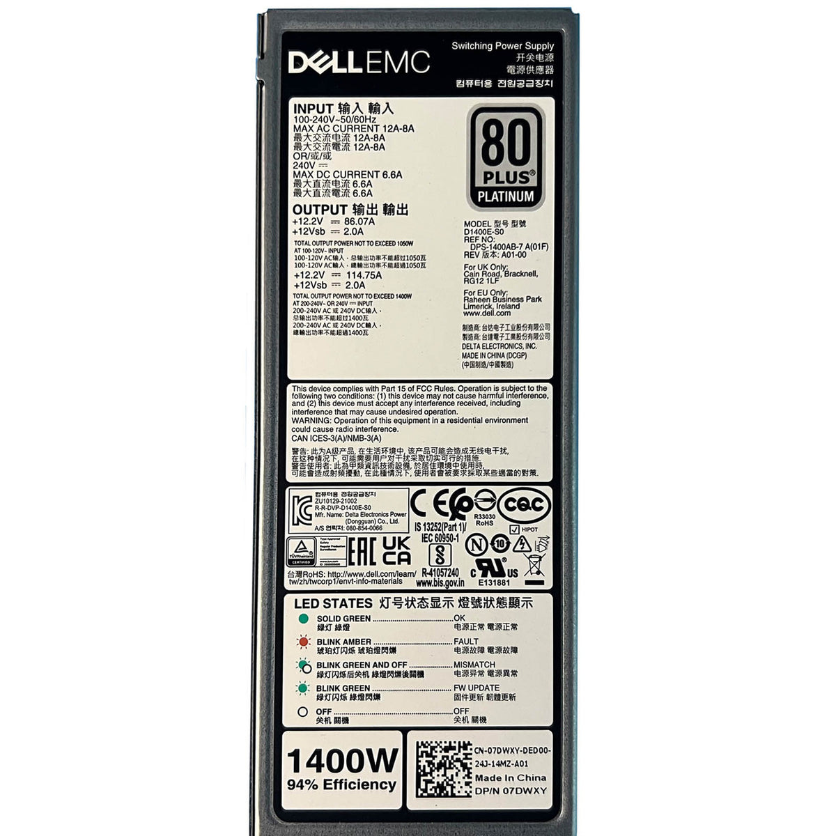 Dell PSU 1400W R650 R750 R760 7DWXY-RFB – Reacondicionado (2)