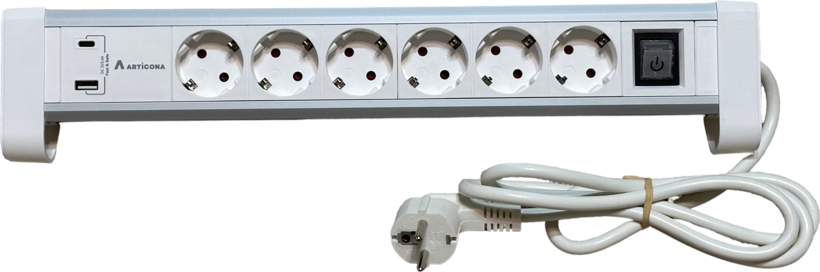 Regleta 6 ranuras + 2x USB A/C 1,4 m