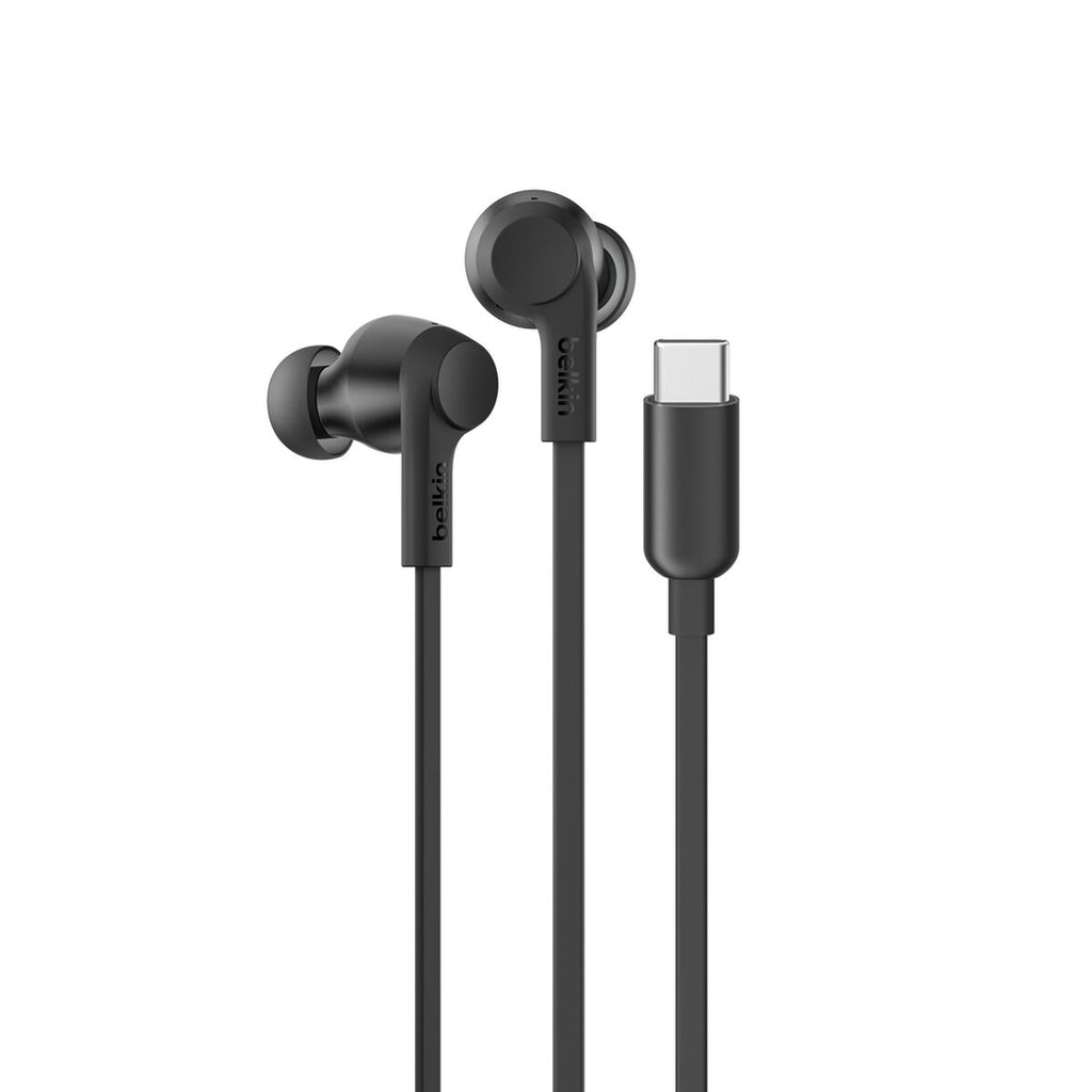 Auriculares internos con micro - en oreja - cableado - cancelación de sonido activo - USB-C - aislamiento de ruido - negro