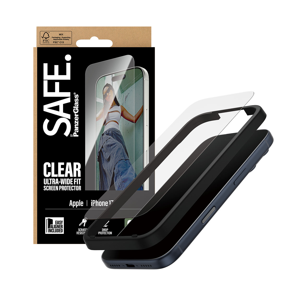 PanzerGlass SAFE. by ® Screen Protector iPhone 17 Pro | Ultra-Wide Fit w. EasyAligner Protector de pantalla Apple 1 pieza(s) (5)