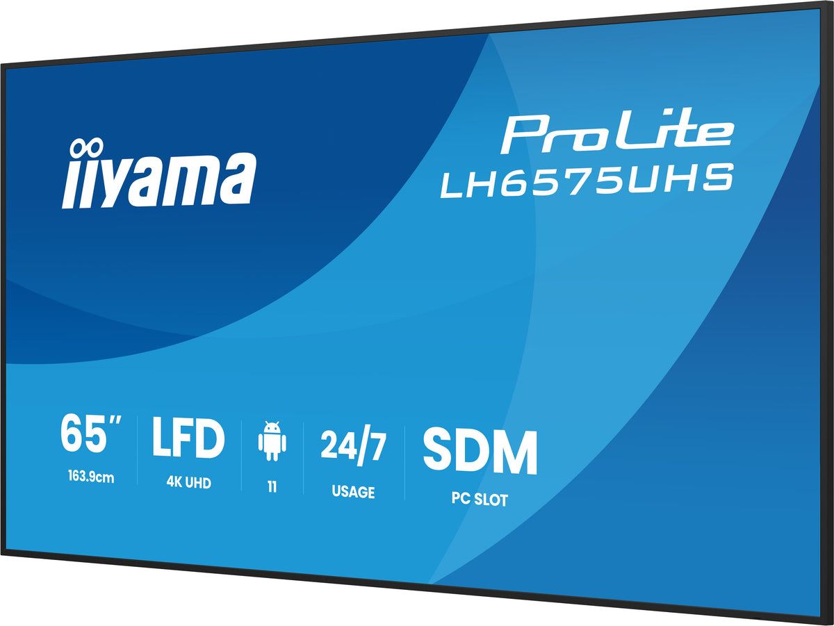 iiyama LH6575UHS-B2AG pantalla de señalización Pantalla plana para señalización digital 163,8 cm (64.5") LCD Wifi 500 cd / m² 4K Ultra HD Negro Procesador incorporado Android 11 24/7 (6)