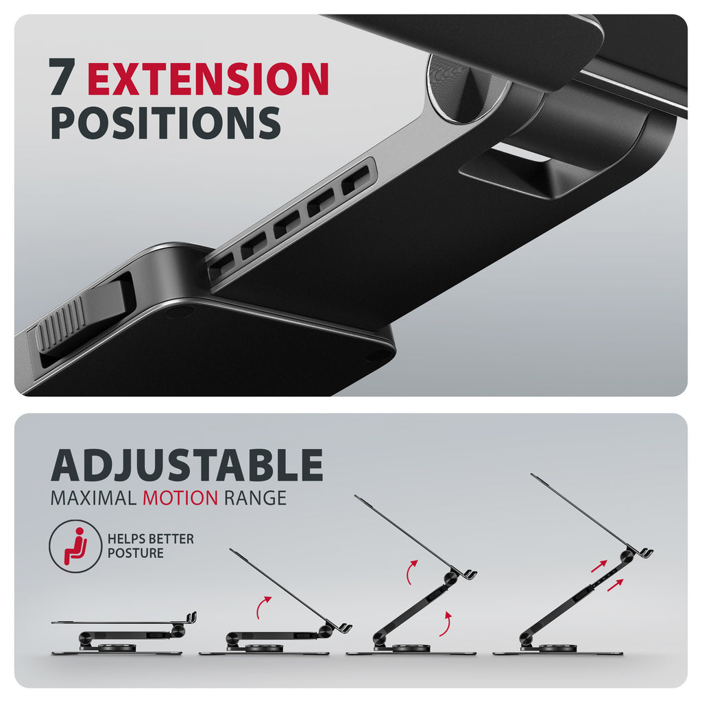 Axagon STND-LRB Laptop-Ständer, 360° drehbar, Doppelgelenk, verlängerbar Soporte para ordenador portátil y tableta Negro 43,9 cm (17.3") (4)