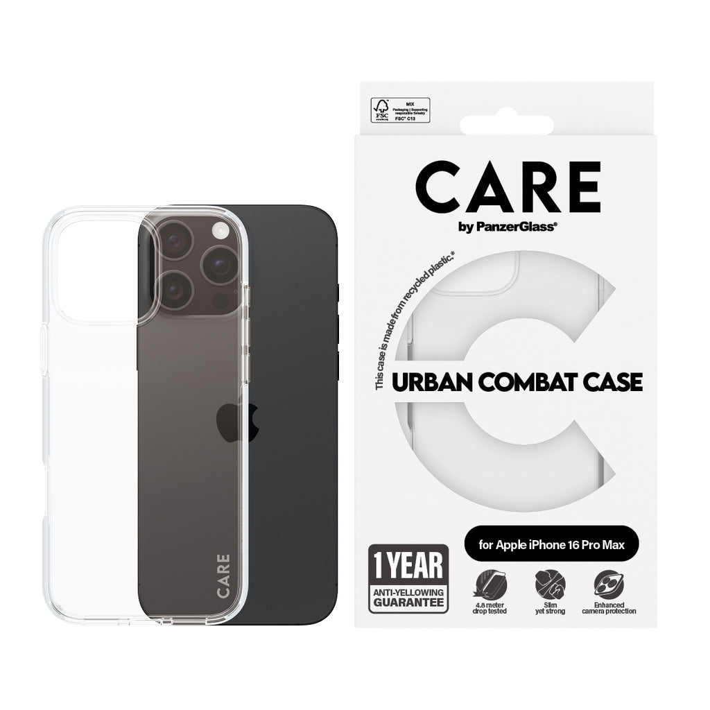 PanzerGlass CARE™ by ® Urban Combat Case Transparent iPhone 16 Pro Max funda para teléfono móvil Transparente (2)