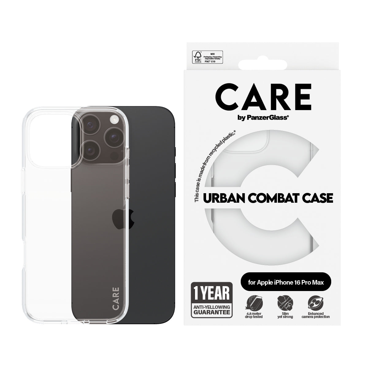 PanzerGlass CARE™ by ® Urban Combat Case Transparent iPhone 16 Pro Max funda para teléfono móvil Transparente (2)