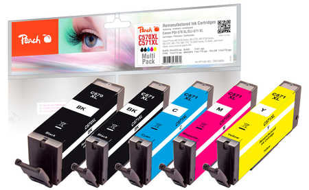 Peach 0F319855 cartucho de tinta 5 pieza(s) Compatible Negro, Magenta, Amarillo, Cian