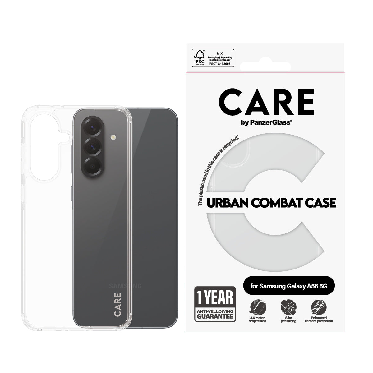 PanzerGlass CARE™ by ® Urban Combat Case Transparent Samsung Galaxy A56 5G funda para teléfono móvil Transparente (2)