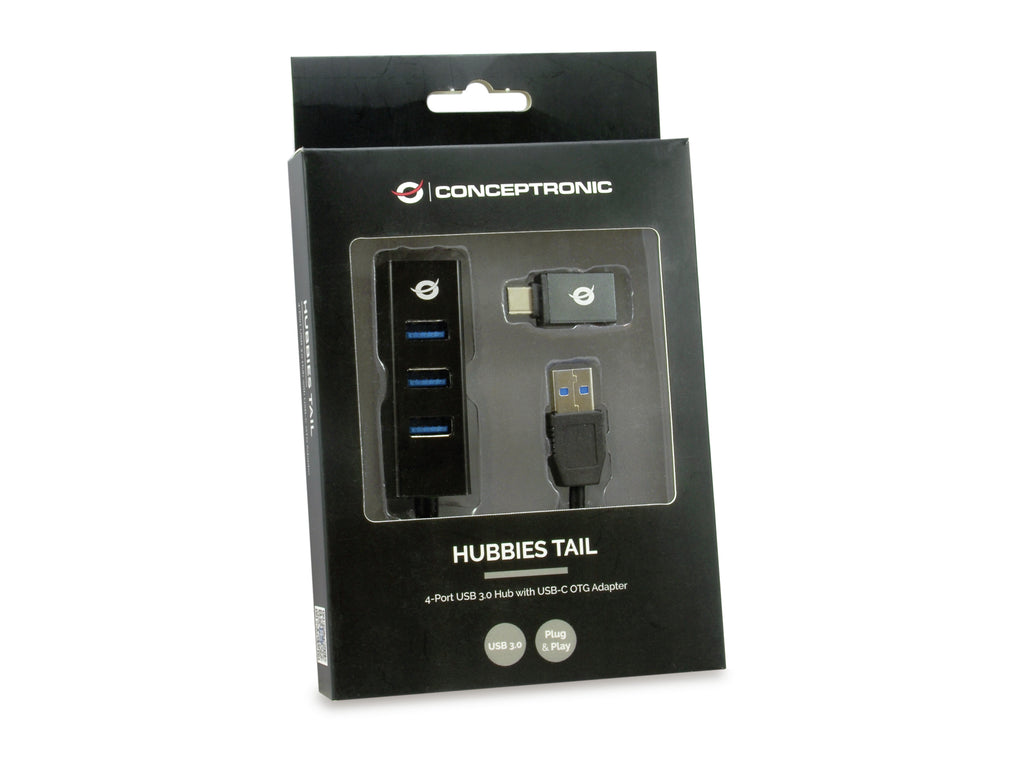 Conceptronic HUBBIES04B hub de interfaz USB 3.2 Gen 1 (3.1 Gen 1) Type-A 5000 Mbit/s Negro (3)