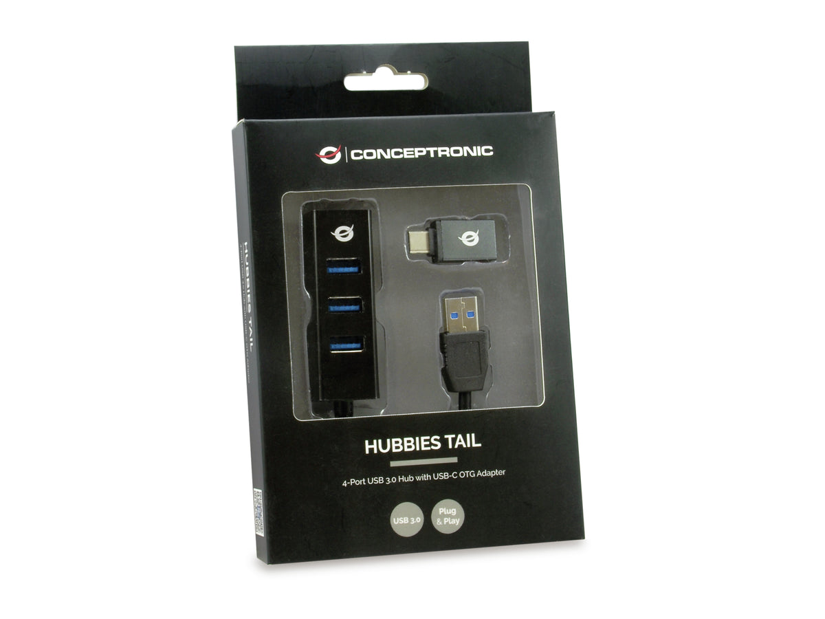 Conceptronic HUBBIES04B hub de interfaz USB 3.2 Gen 1 (3.1 Gen 1) Type-A 5000 Mbit/s Negro (3)