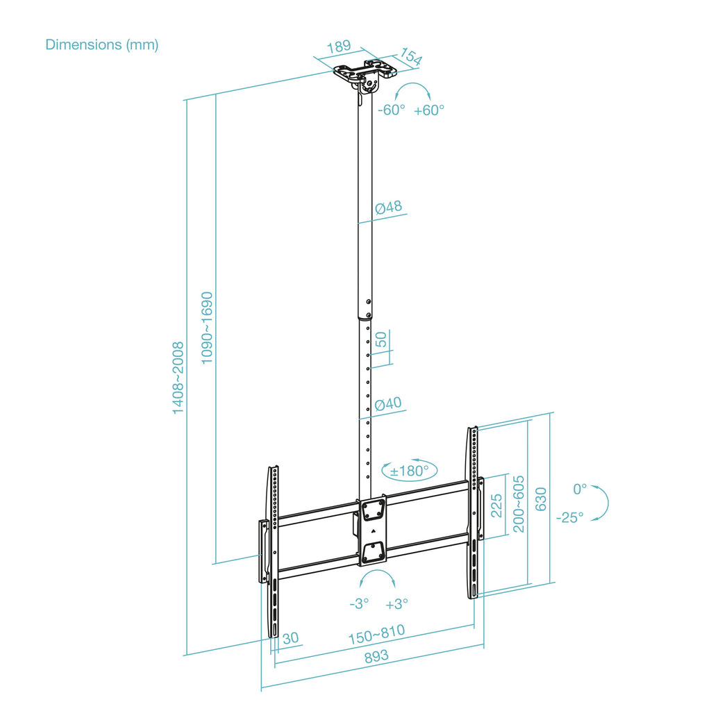 TooQ LPCE11100TSLI-B soporte para TV 2,54 m (100") (5)