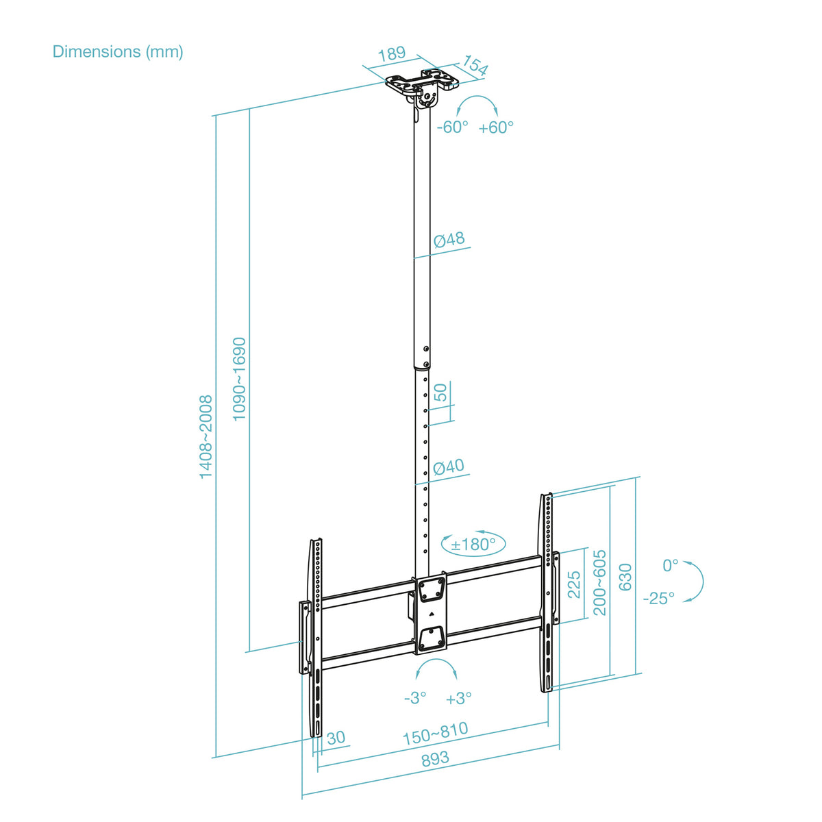 TooQ LPCE11100TSLI-B soporte para TV 2,54 m (100") (5)