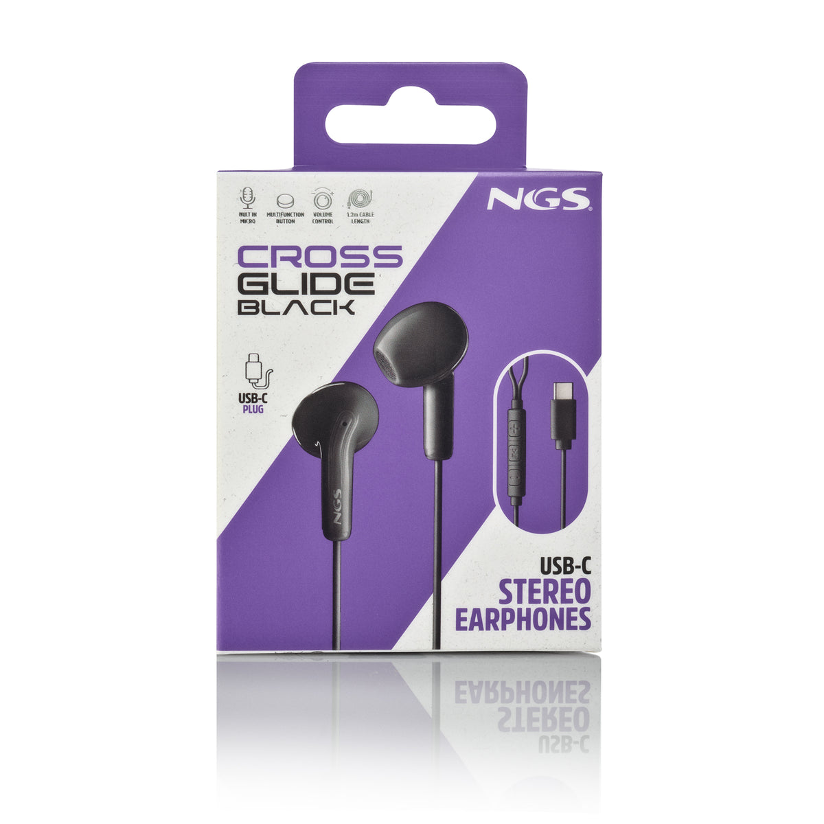 NGS CROSS GLIDE Auriculares Alámbrico Dentro de oído Llamadas/Música USB Tipo C Negro (8)