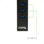 Plugable Technologies USB 3.0 Alámbrico USB 3.2 Gen 1 (3.1 Gen 1) Type-B Negro