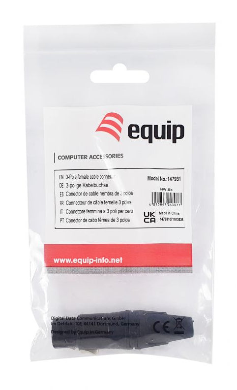Equip 147931 conector 3-Pole XLR Negro (5)