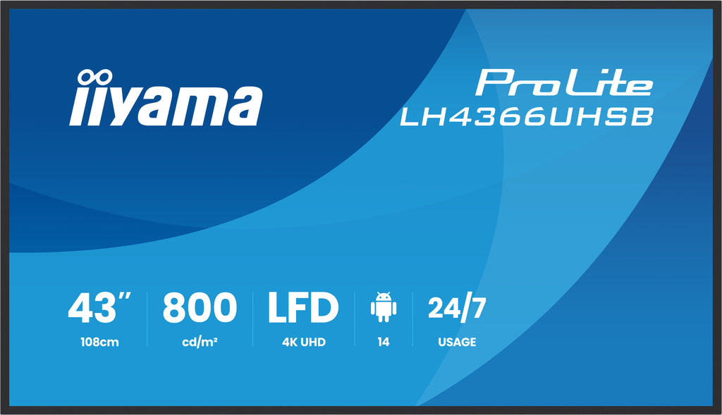 iiyama LH4366UHSB-B1AG pantalla de señalización Pantalla plana para señalización digital 109,2 cm (43") LCD Wifi 800 cd / m² 4K Ultra HD Negro Procesador incorporado Android 24/7 (2)