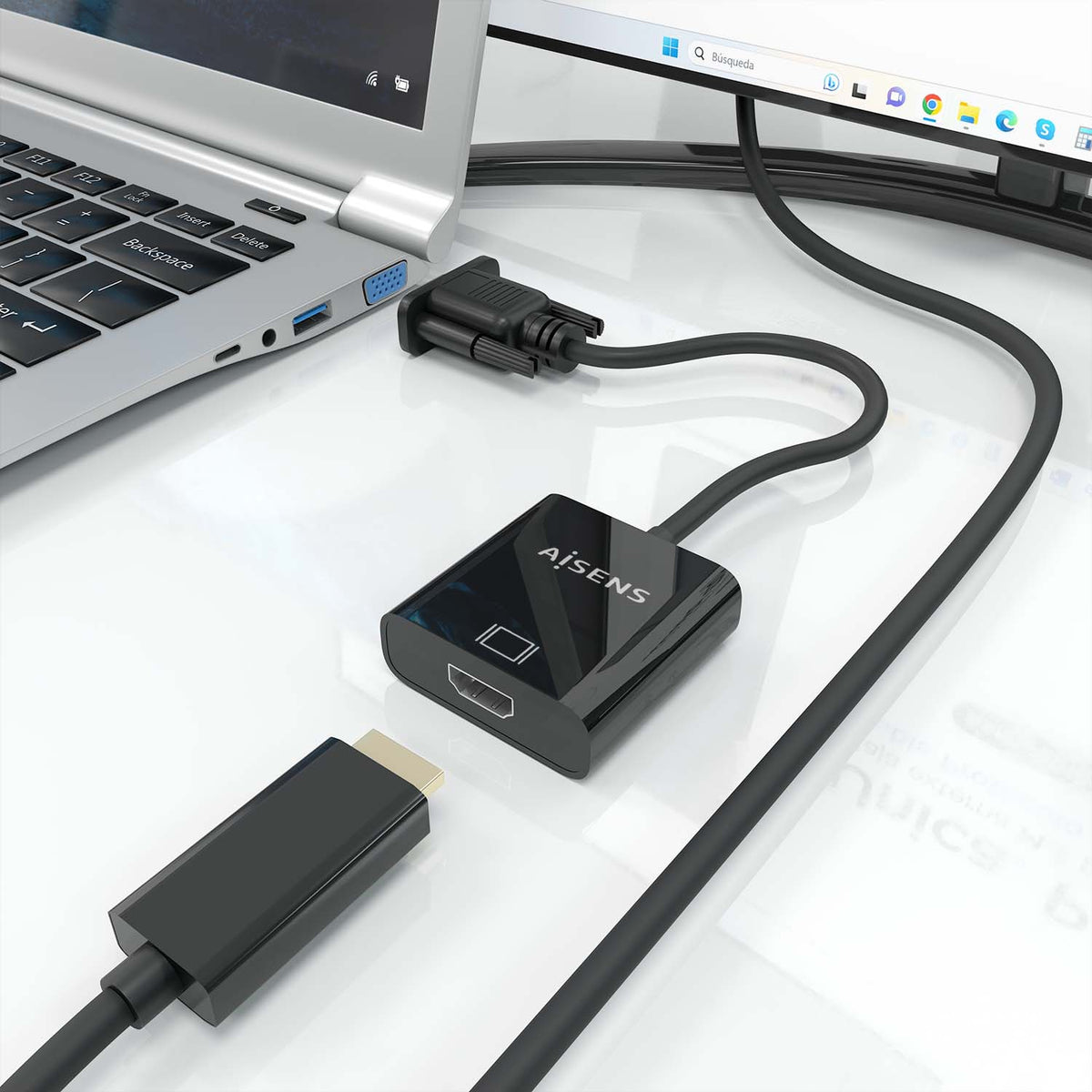 AISENS A115-0873 adaptador de cable de vídeo 0,2 m HDMI + 3.5mm + Micro-USB Type-B VGA (D-Sub) (7)