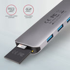 Axagon HMC-HCR3A 3x USB-A+ HDMI+ SD/microSD USB-C 3.2 Gen 1 hub 20cm Alámbrico USB 3.2 Gen 1 (3.1 Gen 1) Type-C Gris (3)