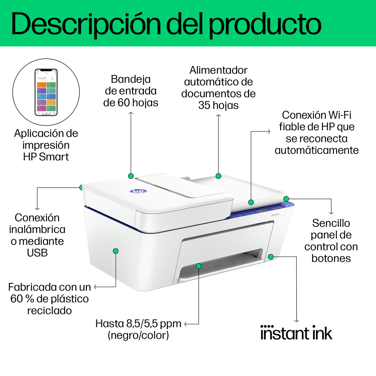 HP DeskJet 4230e All-in-One Printer Inyección de tinta térmica A4 4800 x 1200 DPI 8,5 ppm Wifi (6)