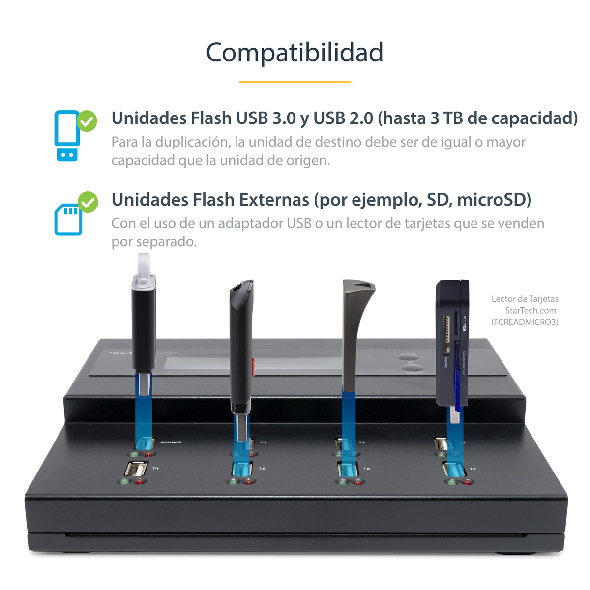 StarTech.com USBDUPE17 duplicador de datos y soporte Duplicador de pendrives