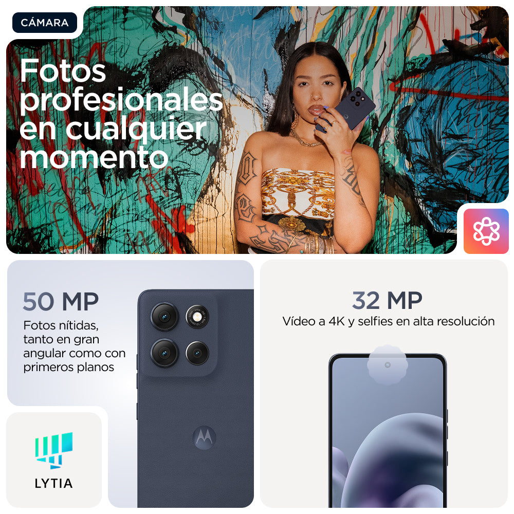 Motorola moto g86 5G 16,9 cm (6.67") SIM doble Android 15 USB Tipo C 8 GB 256 GB 5200 mAh Azul oscuro (8)