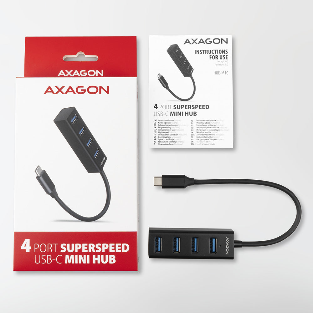 Axagon HUE-M1C hub de interfaz USB 3.2 Gen 1 (3.1 Gen 1) Type-C 5000 Mbit/s Negro (5)