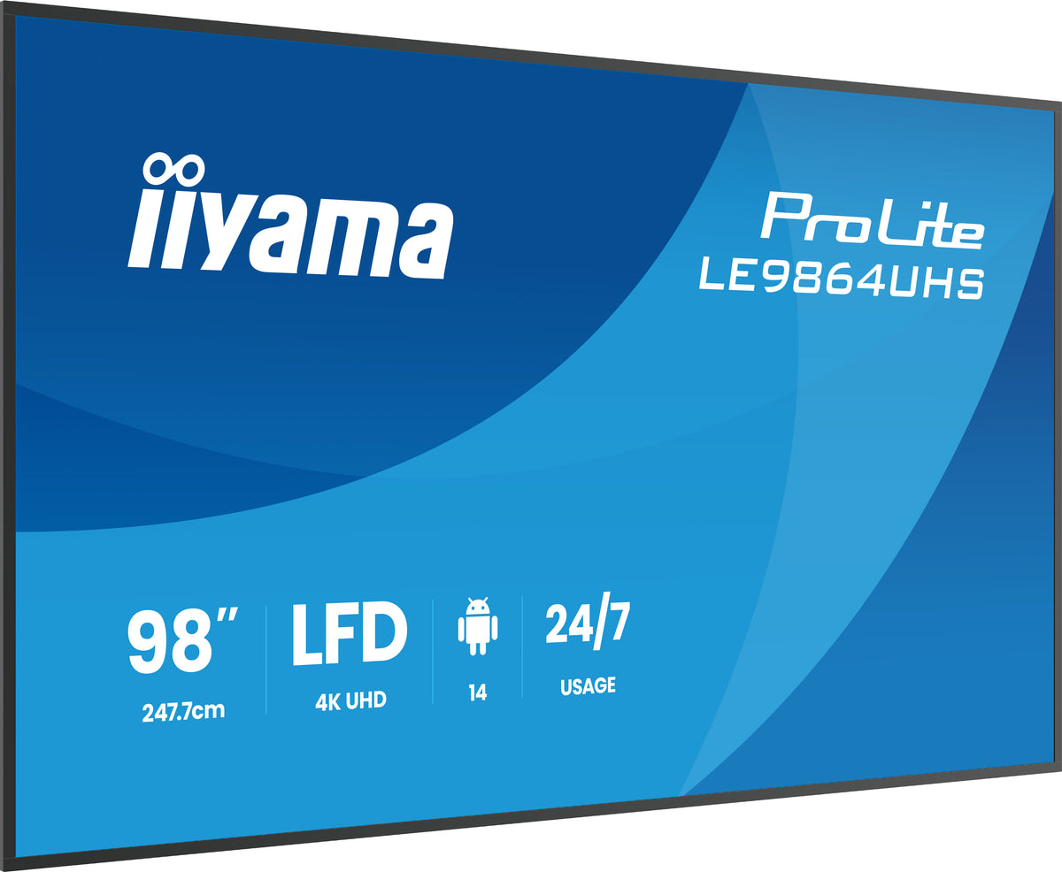 iiyama LE9864UHS-B1AG pantalla de señalización Pantalla plana para señalización digital 2,49 m (98") Wifi 500 cd / m² 4K Ultra HD Negro Procesador incorporado Android 24/7 (2)
