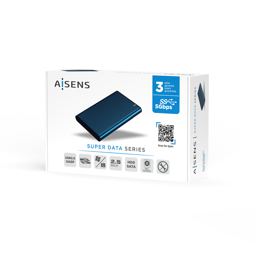 AISENS ASE-2525PB caja para disco duro externo Caja de disco duro (HDD) Marina 2.5" (8)