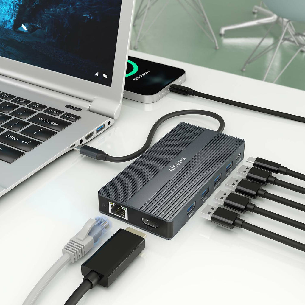 AISENS ASUC-12P017-GR base para portátil y replicador de puertos Alámbrico USB 3.2 Gen 1 (3.1 Gen 1) Type-C (5)