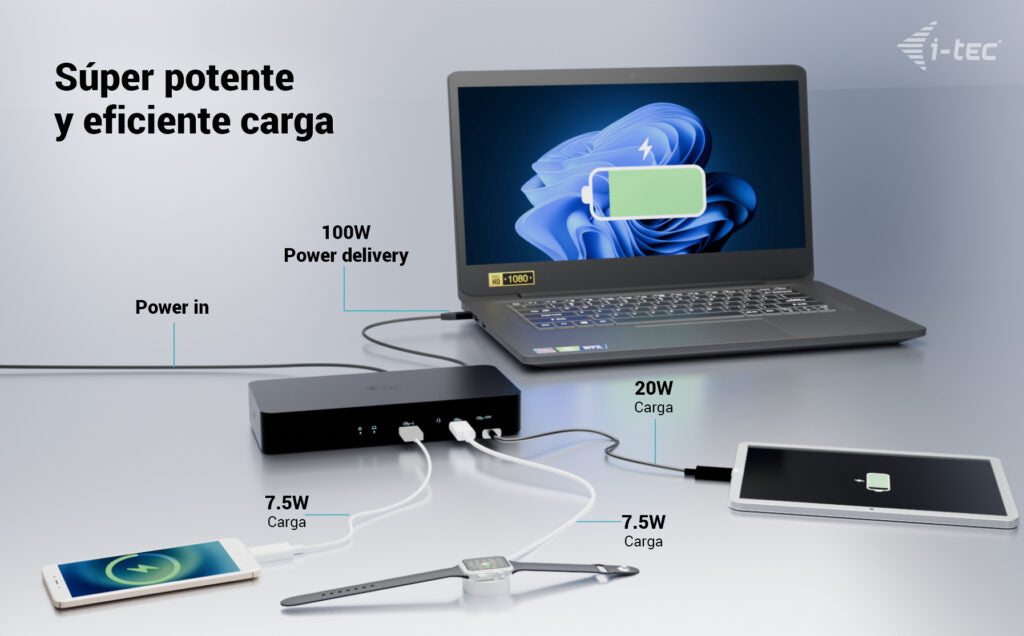 i-tec CAINTGDUAL4KDOCPD base para portátil y replicador de puertos Alámbrico USB 3.2 Gen 1 (3.1 Gen 1) Type-C Negro (6)