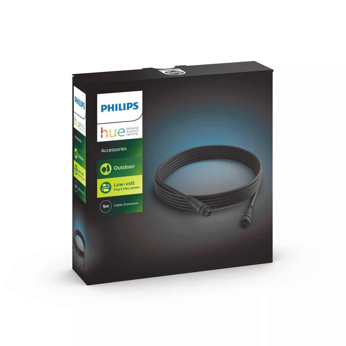 Philips 8718696168721 - Cable alargador de alimentación, 5 m, exterior, negro