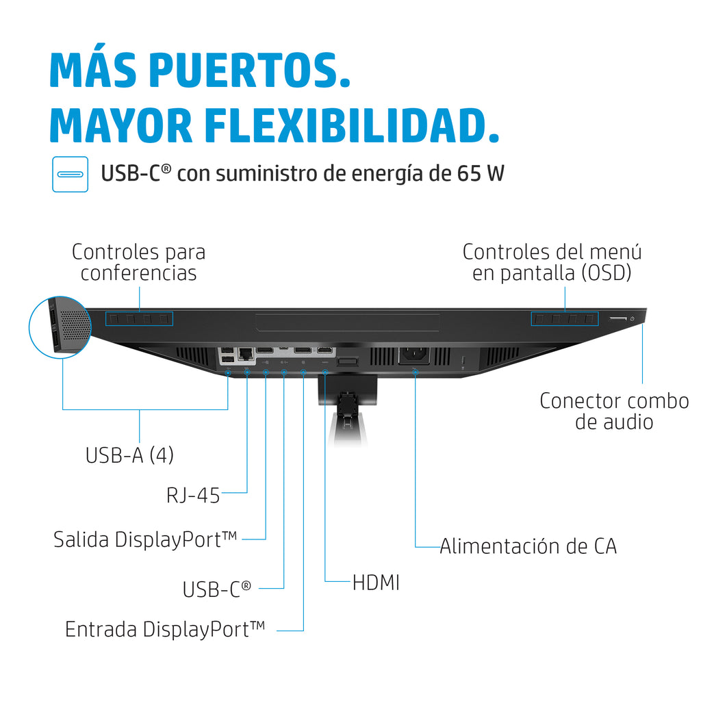HP E24m G4 FHD USB-C Conferencing Monitor pantalla para PC 60,5 cm (23.8") 1920 x 1080 Pixeles Full HD LCD Negro, Plata (4)