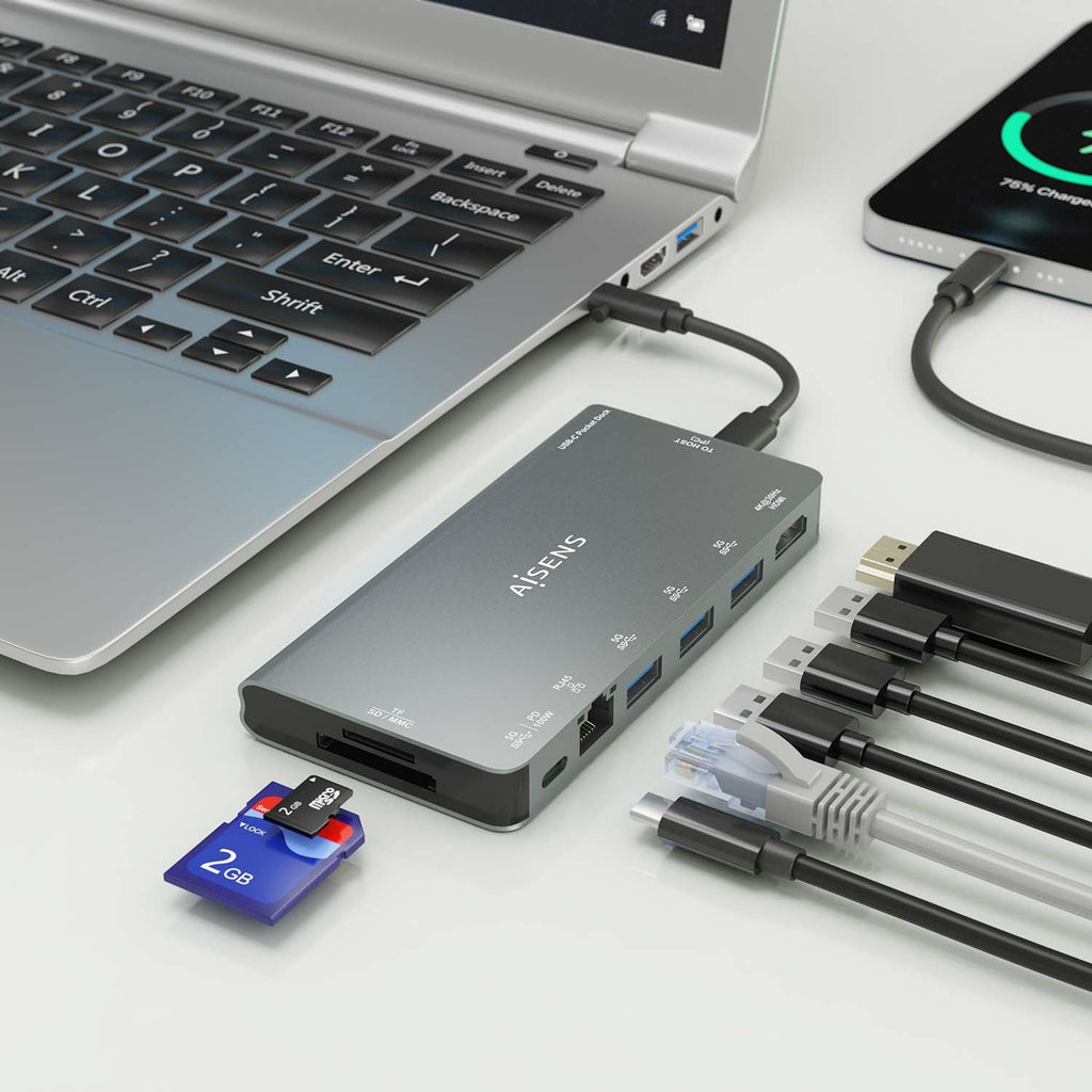 AISENS ASUC-8P015-GR base para portátil y replicador de puertos Alámbrico USB 3.2 Gen 1 (3.1 Gen 1) Type-C (6)