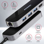 Axagon HMC-6GL base para portátil y replicador de puertos Alámbrico USB 3.2 Gen 1 (3.1 Gen 1) Type-C Negro, Gris (4)