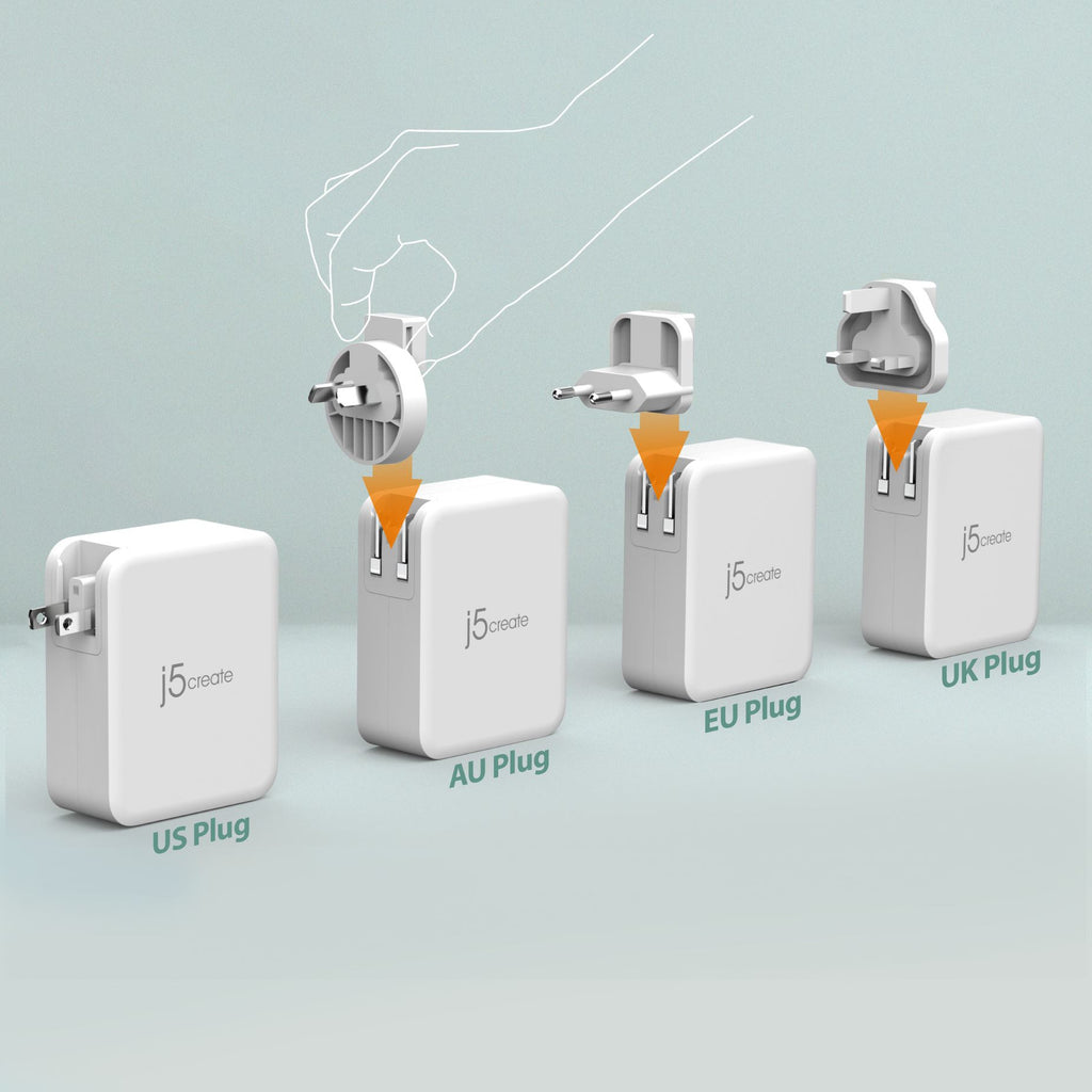 j5create JUP43130F-FN cargador de dispositivo móvil Ordenador portátil, Teléfono móvil, Consola de juegos portátil, Reloj inteligente, Tableta Gris, Blanco Carga rápida Interior (4)