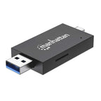 Manhattan 102735 lector de tarjeta USB 3.2 Gen 1 (3.1 Gen 1) Type-A/Type-C Negro, Transparente