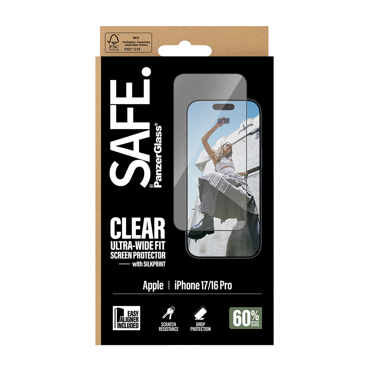 PanzerGlass SAFE. by ® Screen Protector iPhone 17 | 16 Pro | Ultra-Wide Fit w. EasyAligner Protector de pantalla Apple 1 pieza(s) (3)