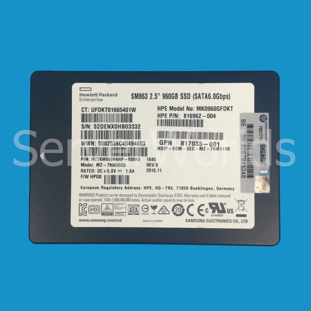 HPE 960GB 6G SATA MU-3 SFF SC 816962-004