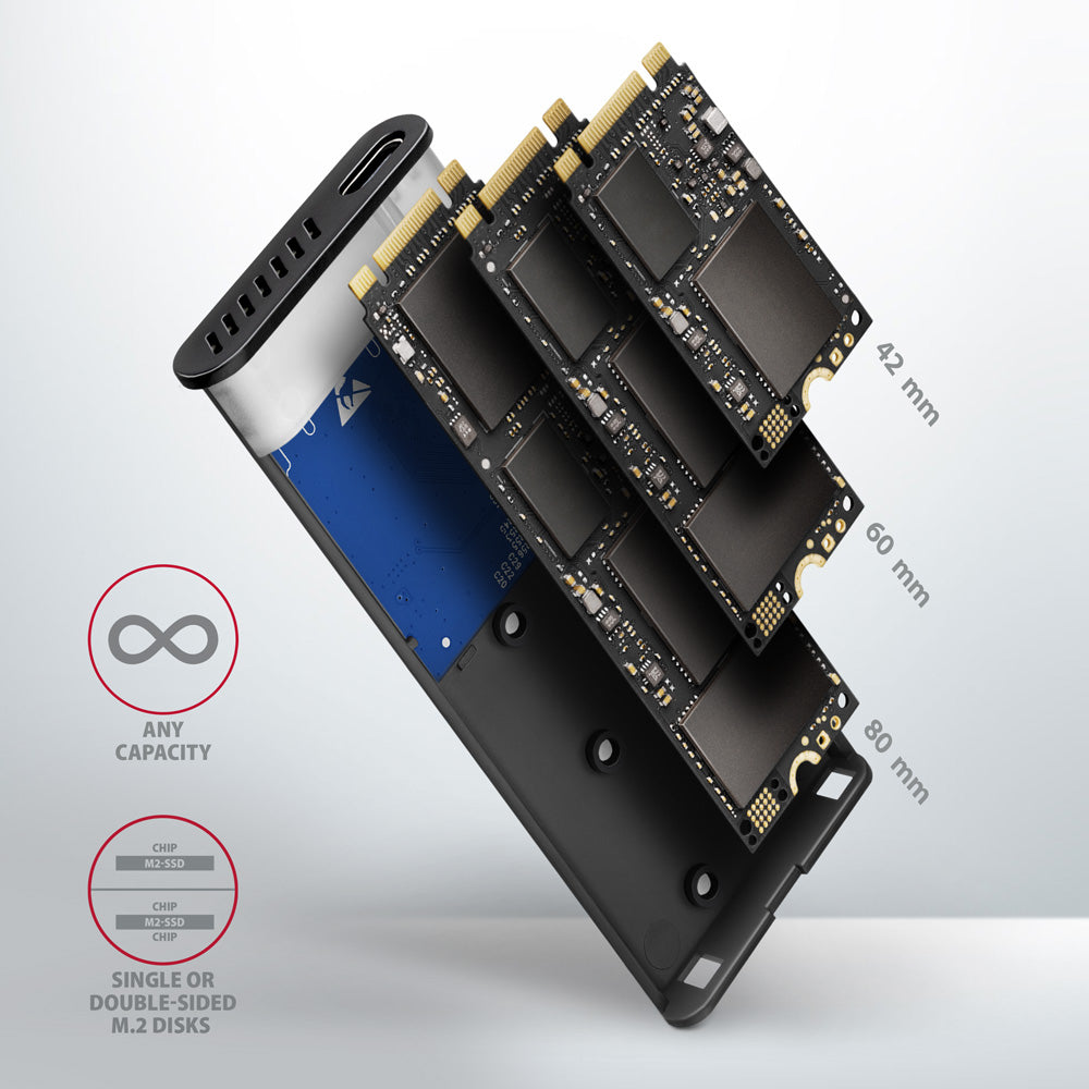 Axagon EEM2-SB2 caja para disco duro externo Caja externa para unidad de estado sólido (SSD) Negro M.2 (9)