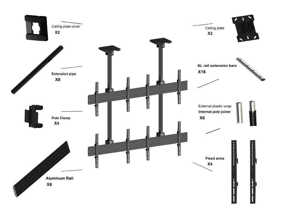 Multibrackets 3552 soporte para pantalla de señalización 65" Negro