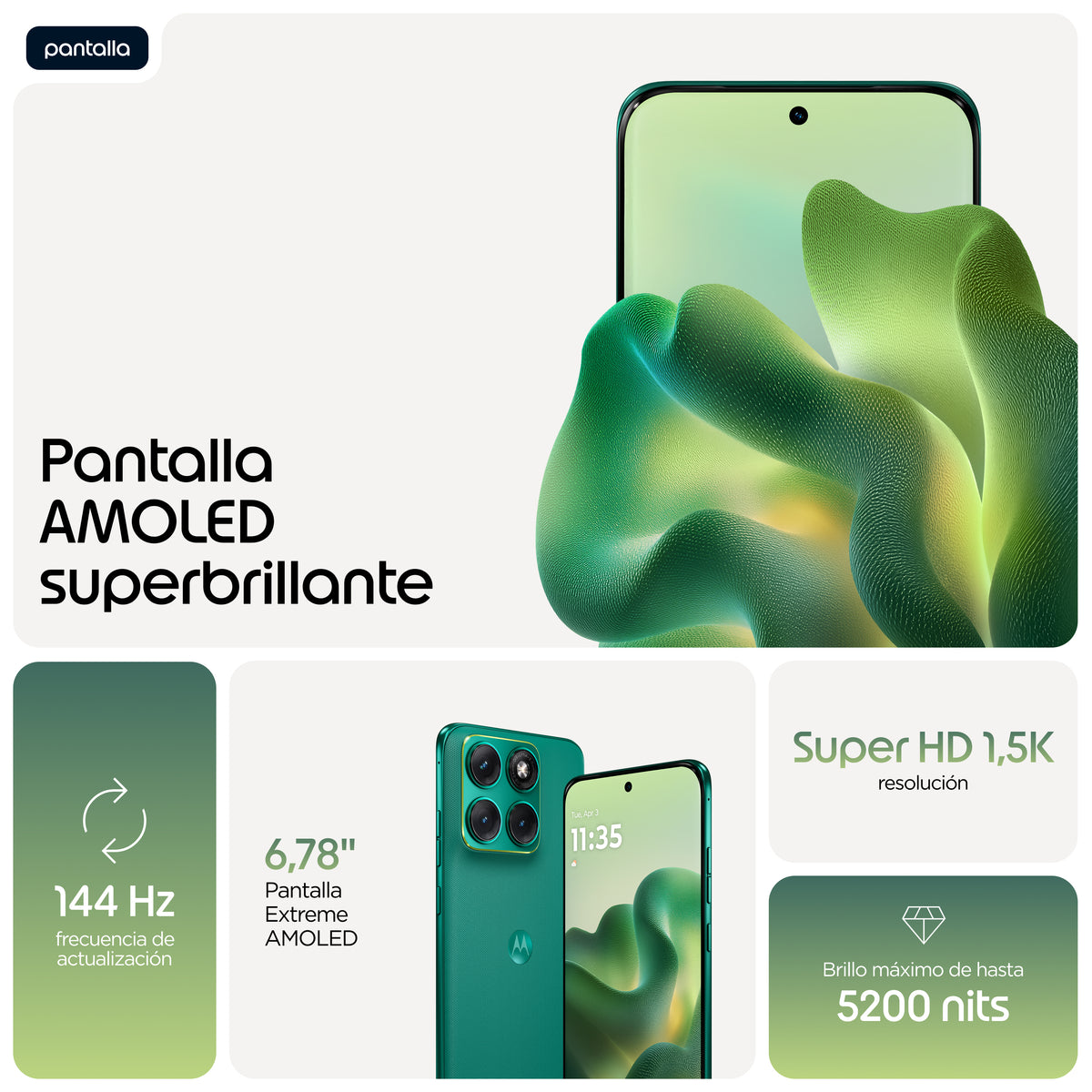 Motorola edge 70 fusion 17,2 cm (6.78") SIM doble Android 16.0 5G USB Tipo C 8 GB 256 GB 7000 mAh Verde (7)