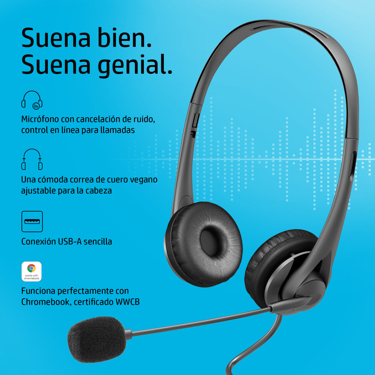 HP USB G2 Stereo Headset Alámbrico Diadema Oficina/Centro de llamadas Negro (5)
