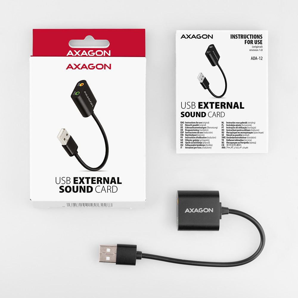 Axagon ADA-12 USB 2.0 Stereo Audio Mini-Adapter 15 cm Kabellänge - Kabel - Audio/Multimedia 2.0 canales (5)