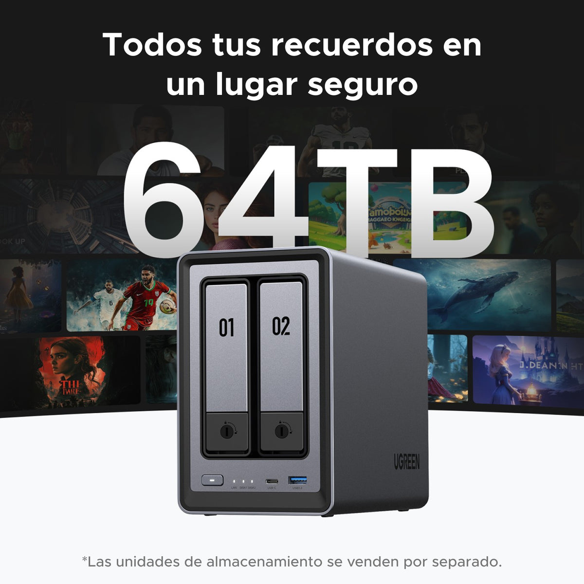 Ugreen NASync DXP2800 NAS System 2-Bay Compacto Intel® N N100 8 GB DDR5 0 TB UGOS Pro Negro (4)