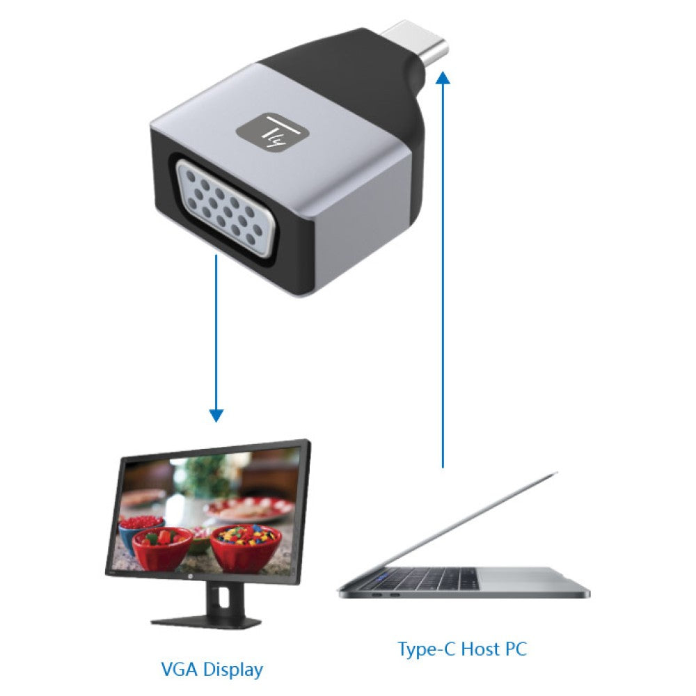 Techly IADAP USBC-VGAC Adaptador gráfico USB 1920 x 1200 Pixeles Negro, Plata (5)