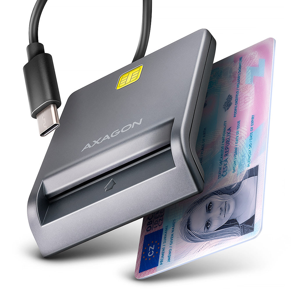 Axagon CRE-SM3TC lector de tarjeta inteligente Interior USB USB Tipo C Gris
