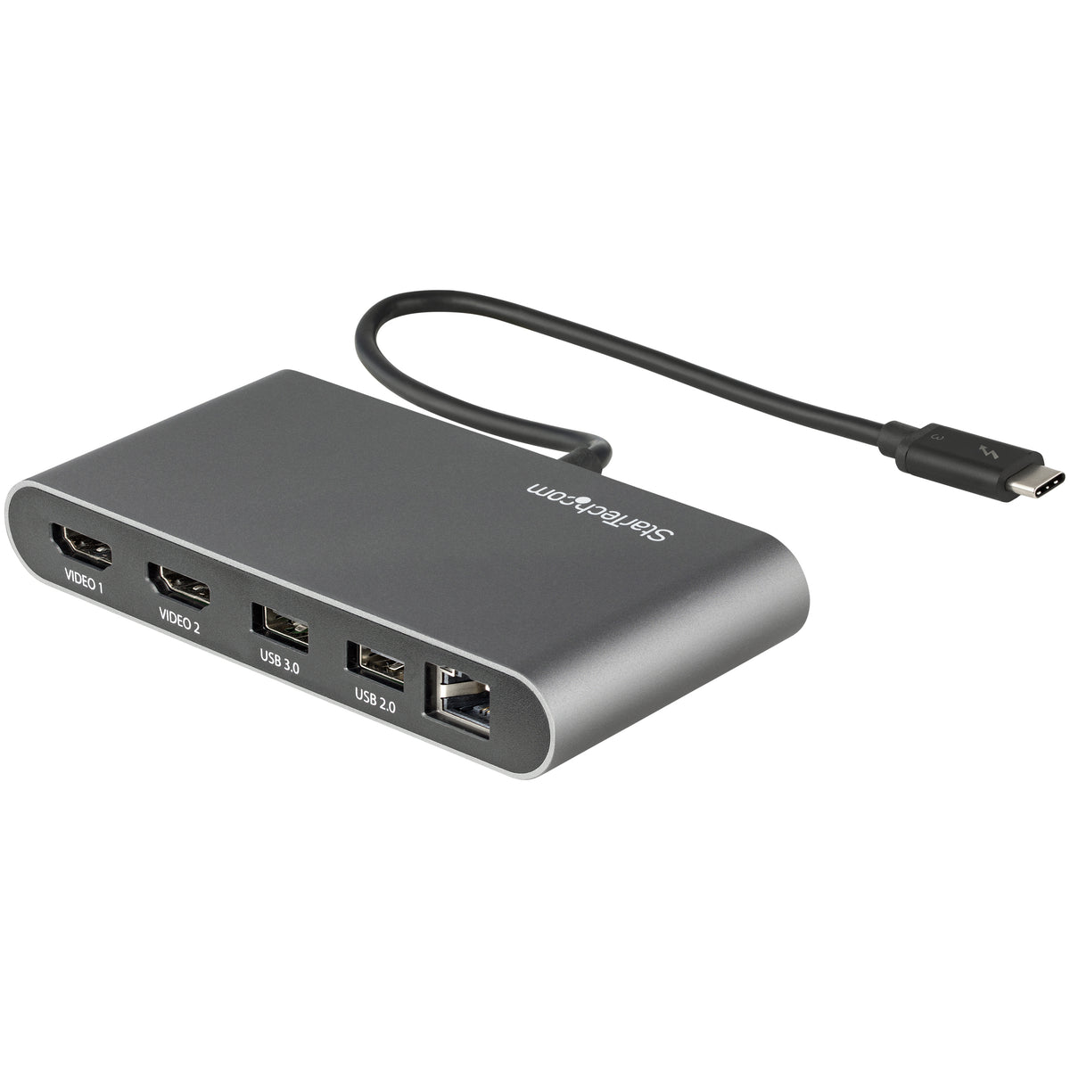 StarTech.com TB3DKM2HDL base para portátil y replicador de puertos Alámbrico Thunderbolt 3 Gris