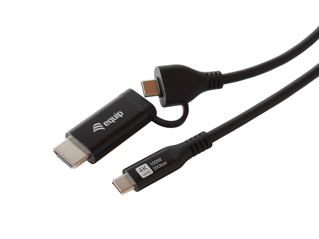 Equip 128435 adaptador de cable de vídeo 1 m USB Tipo C HDMI + USB Type-C Negro (2)