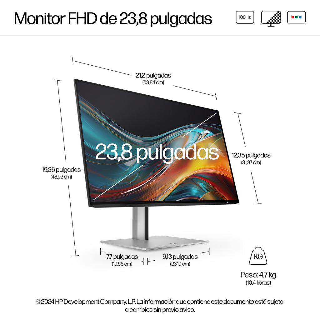 HP Series 7 Pro 23.8 inch FHD Monitor - 724pf pantalla para PC 60,5 cm (23.8") 1920 x 1080 Pixeles Full HD LCD Negro, Plata (9)