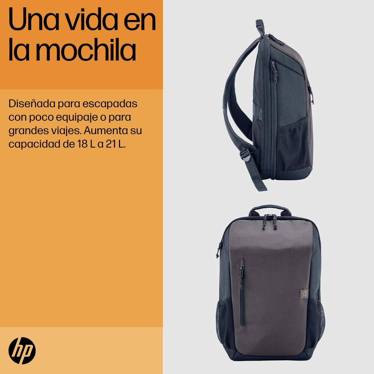 HP Travel 18 Liter 15.6 Iron Gray Laptop Backpack 39,6 cm (15.6") Azul, Gris (9)